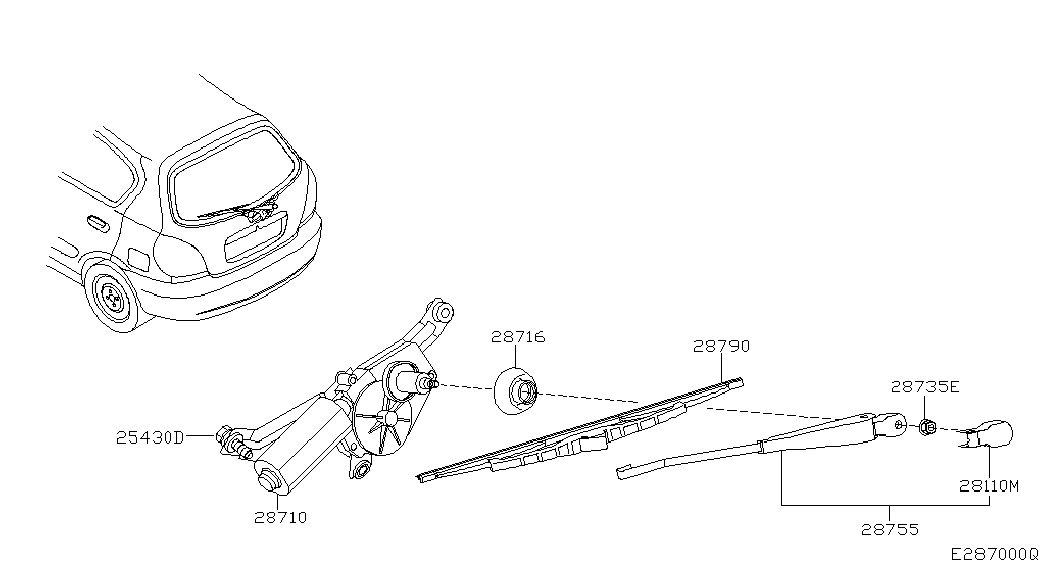 NISSAN 28782BN700 - Tuulilasinpyyhkimen varsi, lasinpesu inparts.fi