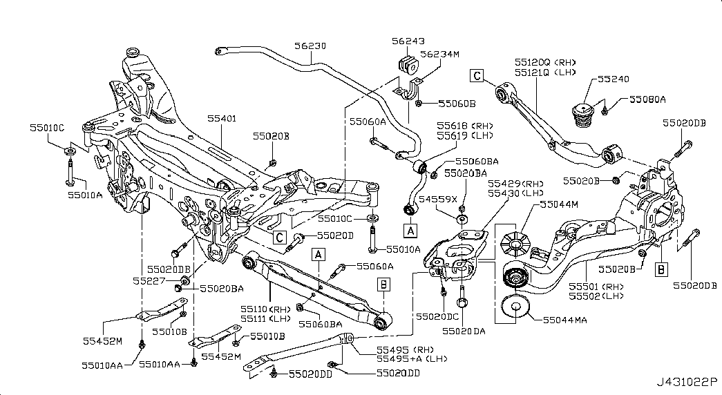 NISSAN 55501-4CA0C - Tukivarren hela inparts.fi