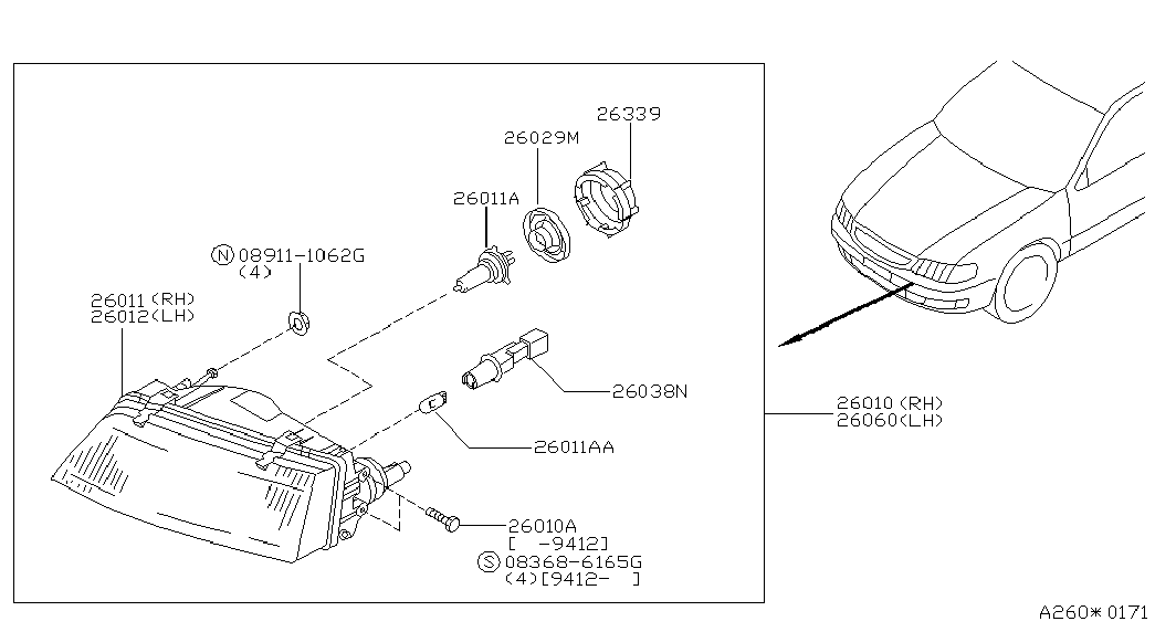 NISSAN 2629489900 - Hehkulankapolttimo, sumuvalo inparts.fi