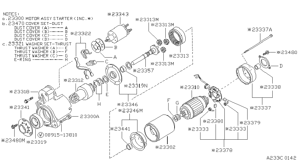 NISSAN 2333816E01 - Hela, käynnistinakseli inparts.fi