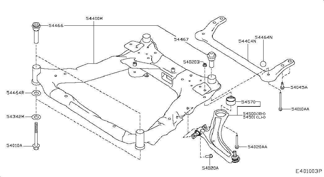 RENAULT 54467BR00A - Akselinripustus inparts.fi