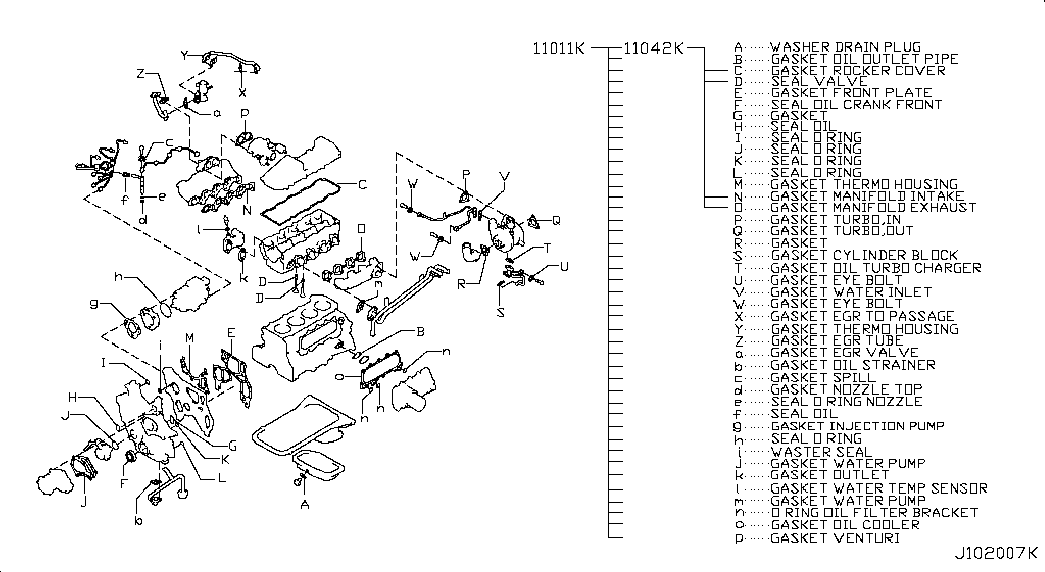 NISSAN 11042-VC125 - Tiivistesarja, sylinterikansi inparts.fi