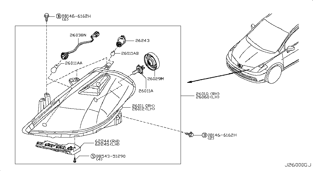 NISSAN 26294-89911 - Hehkulankapolttimo, sumuvalo inparts.fi