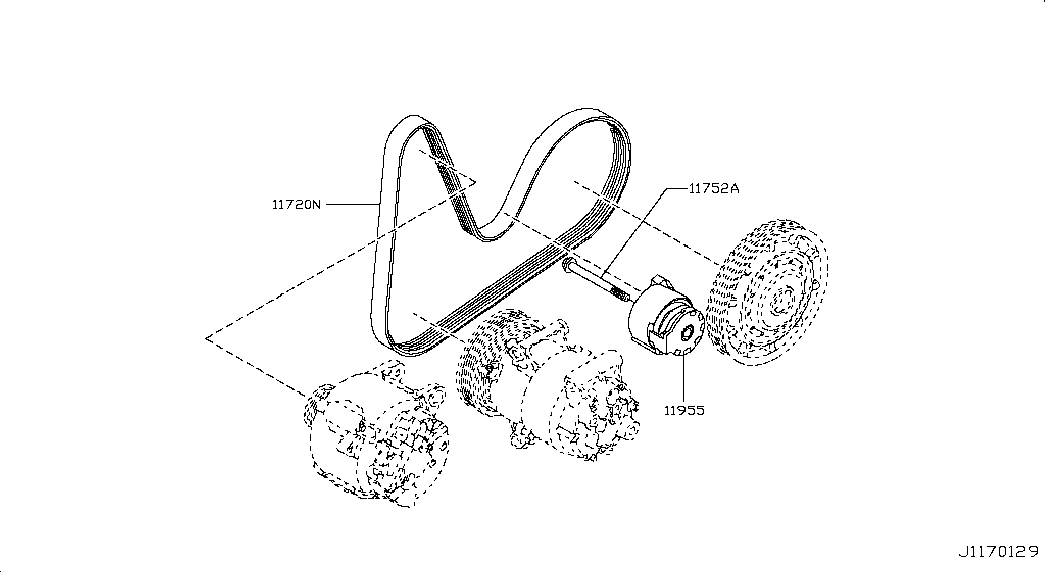 NISSAN 11955-1KB2A - Hihnankiristin, moniurahihna inparts.fi