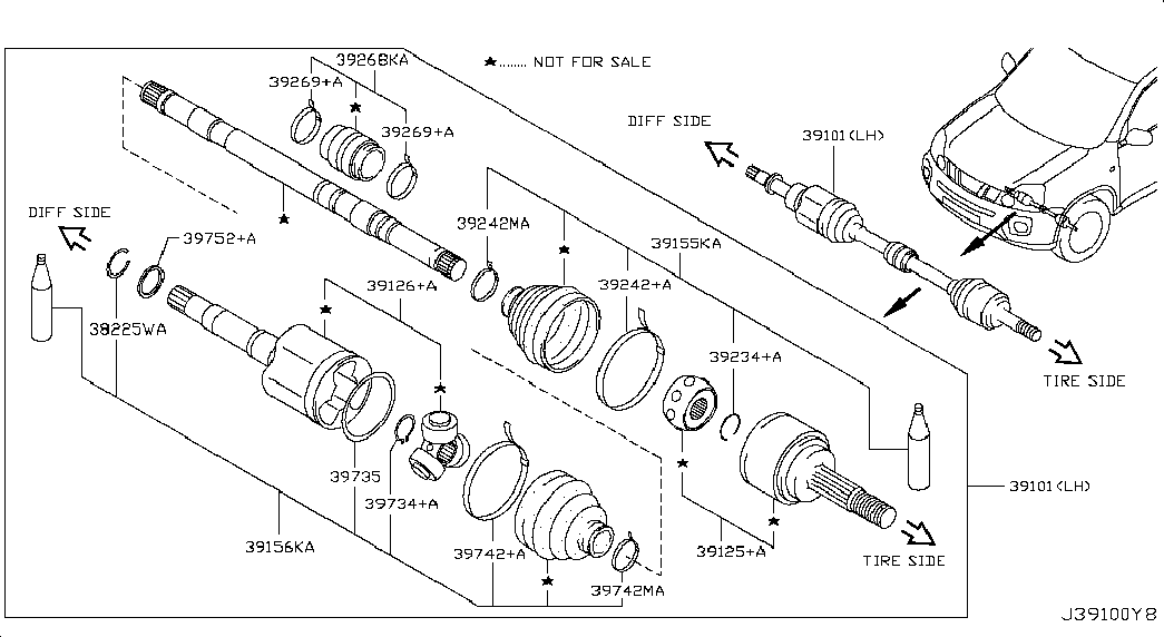 NISSAN 39711-JG04B - Nivel, vetoakseli inparts.fi