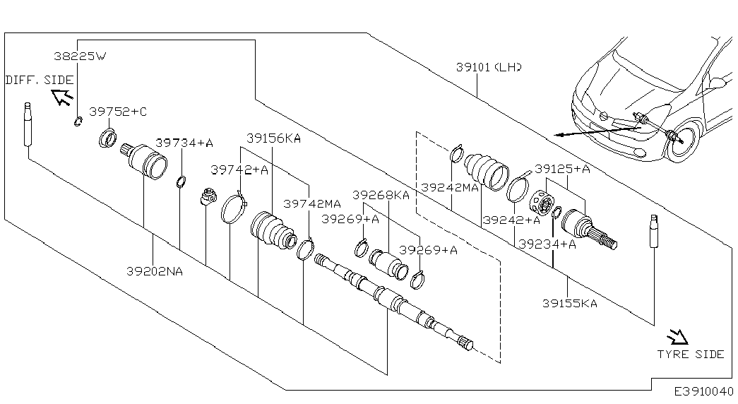 NISSAN 39101-BC600 - Vetoakseli inparts.fi