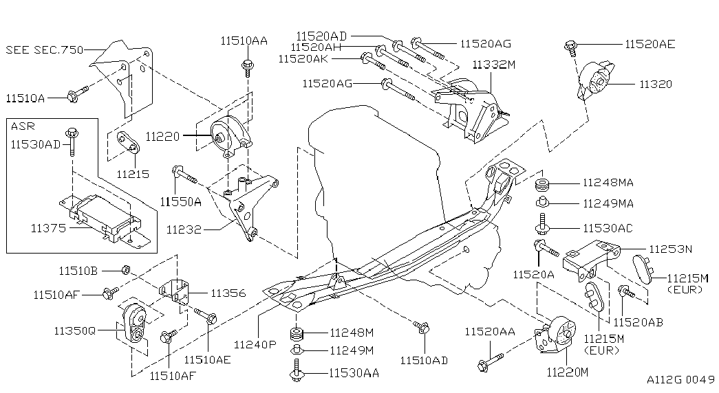 NISSAN 113200M002 - Moottorin tuki inparts.fi