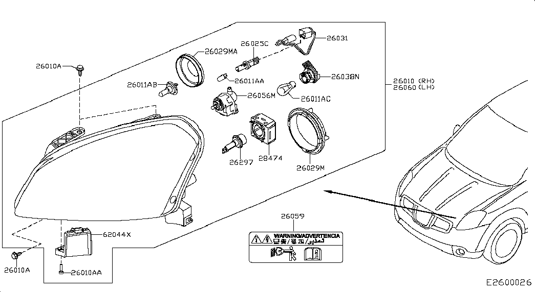 NISSAN 26298-5X00A - Polttimo, ajovalo inparts.fi