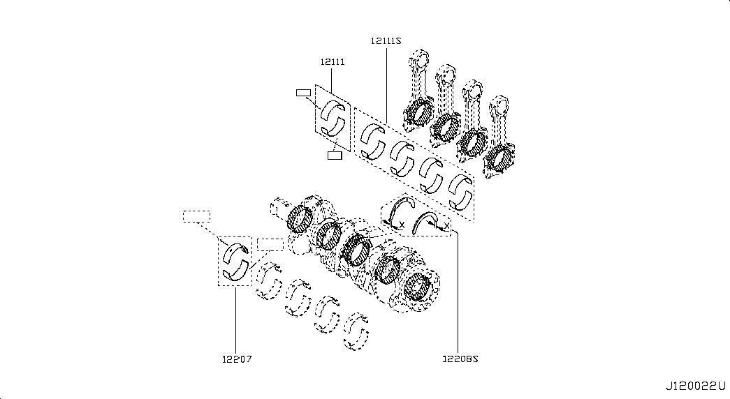 NISSAN 12111-00Q0A - Kiertokankilaakerisarja inparts.fi