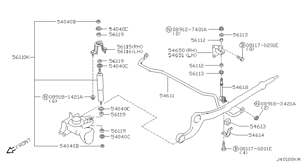 NISSAN 54618-VC300 - Tanko, kallistuksenvaimennin inparts.fi