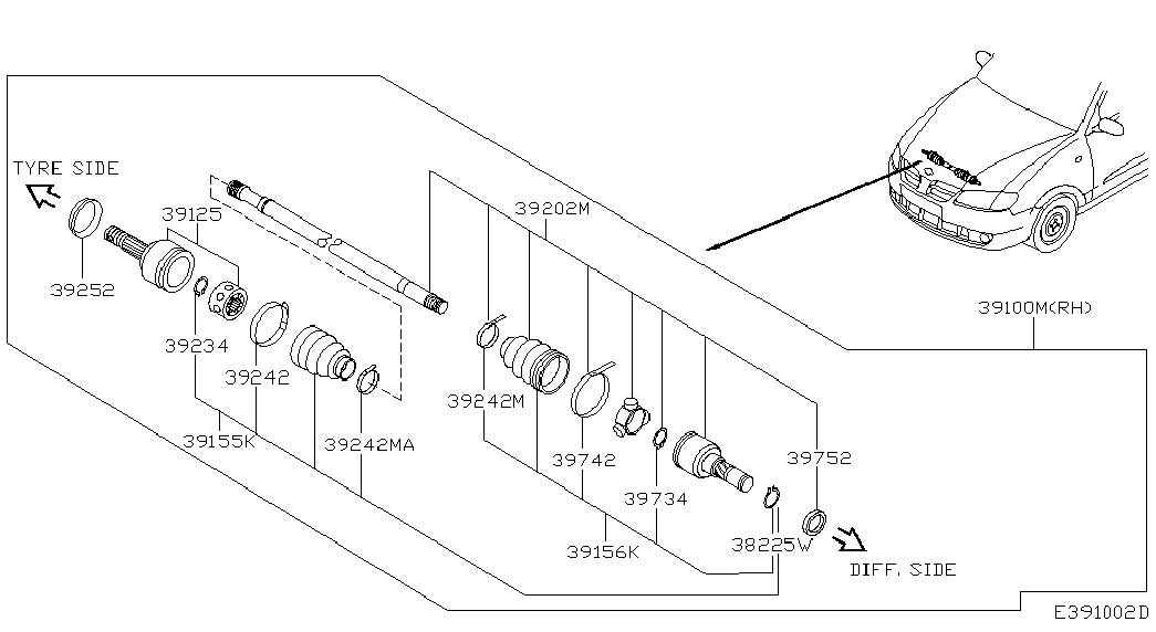 NISSAN 39100BM560 - Vetoakseli inparts.fi