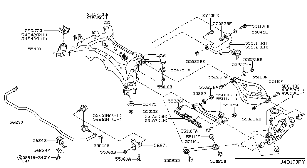 NISSAN 55502-9Y000 - Tukivarren hela inparts.fi