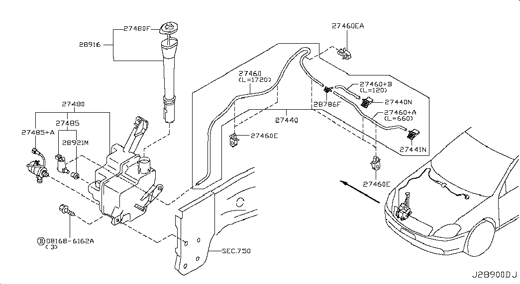 NISSAN 2892050Y00 - Pesunestepumppu, lasinpesu inparts.fi