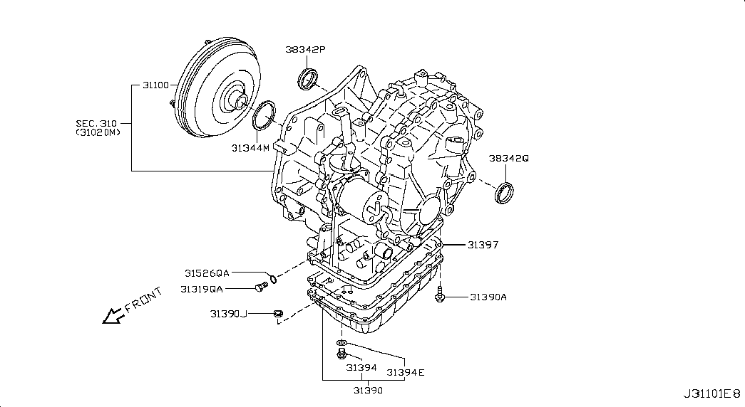 NISSAN 31390-1XF00 - Öljypohja, automaattivaihteisto inparts.fi