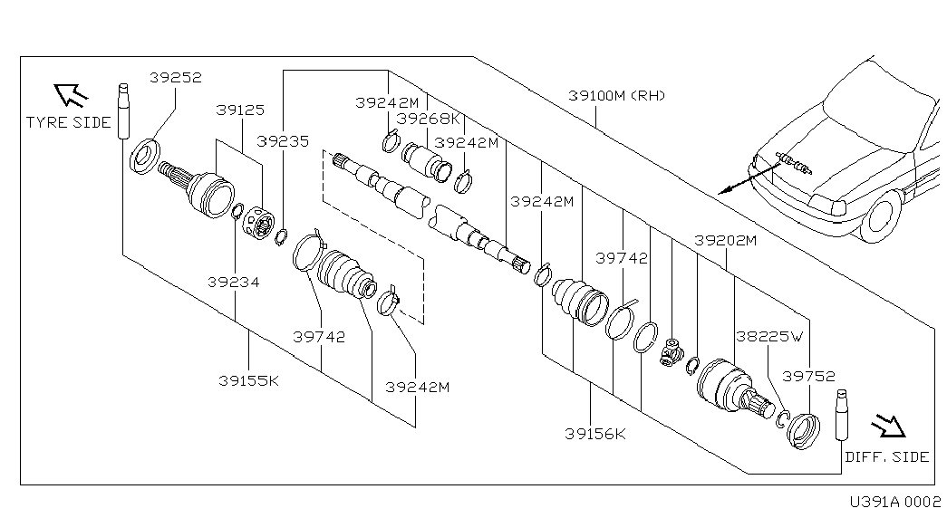 NISSAN 39100 72J10 - Nivelsarja, vetoakseli inparts.fi