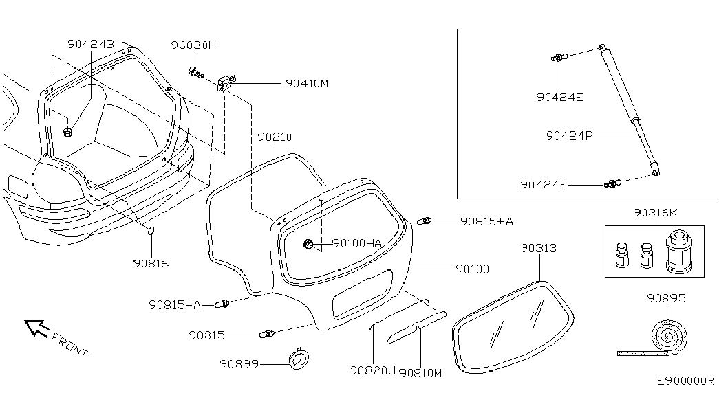 NISSAN 90450-BM425 - Kaasujousi, tavaratila inparts.fi