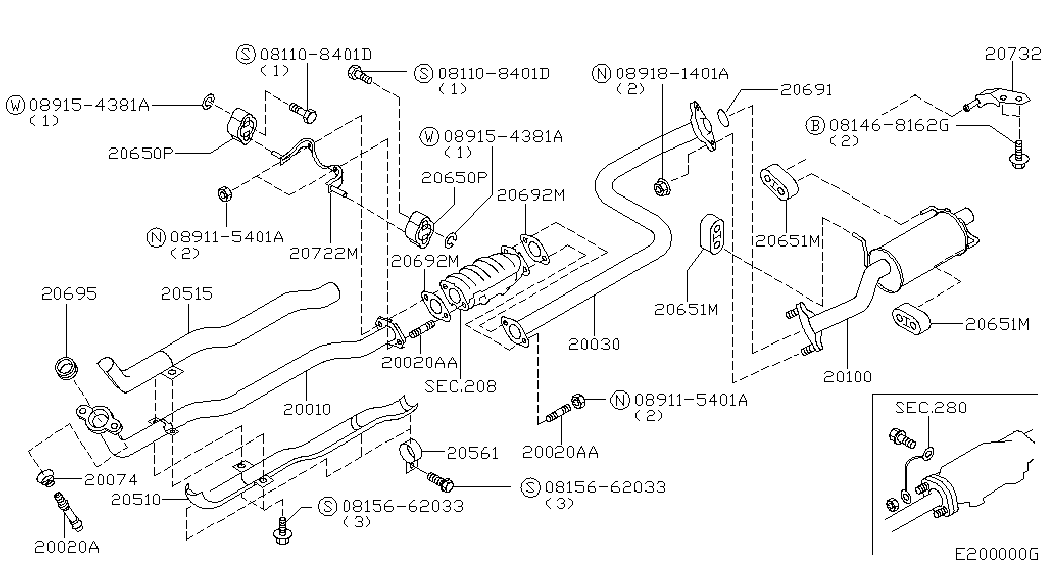 NISSAN 20606-41B10 - Ruuvi, pakoputkisto inparts.fi