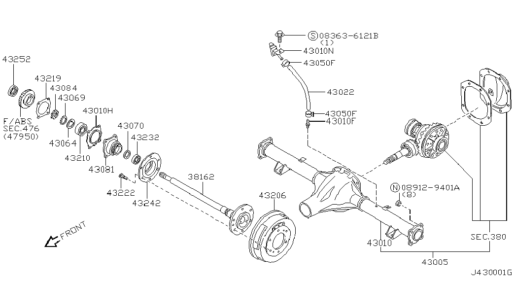 NISSAN 43252-VW000 - Pyöränlaakerisarja inparts.fi