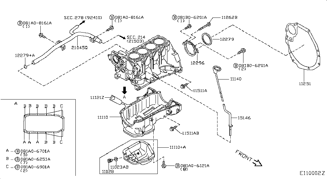 NISSAN 11128-BX000 - Kierretulppa, öljypohja inparts.fi