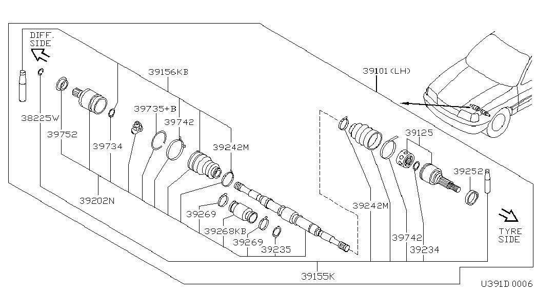 NISSAN 39101-73J00 - Nivelsarja, vetoakseli inparts.fi