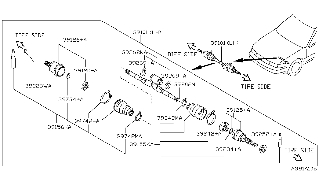 NISSAN 39741-02A87 - Paljekumi, vetoakseli inparts.fi