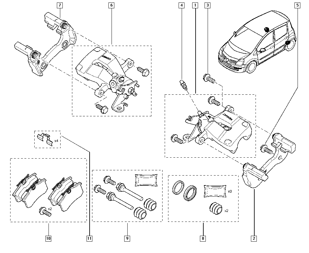 RENAULT 7701059987 - Ohjainhylsysarja, jarrusatula inparts.fi