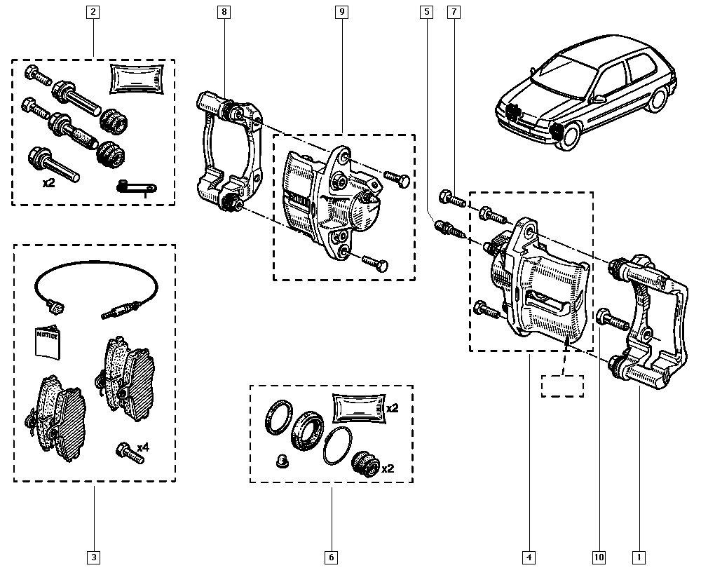 RENAULT 77 01 207 961 - Ohjainhylsysarja, jarrusatula inparts.fi