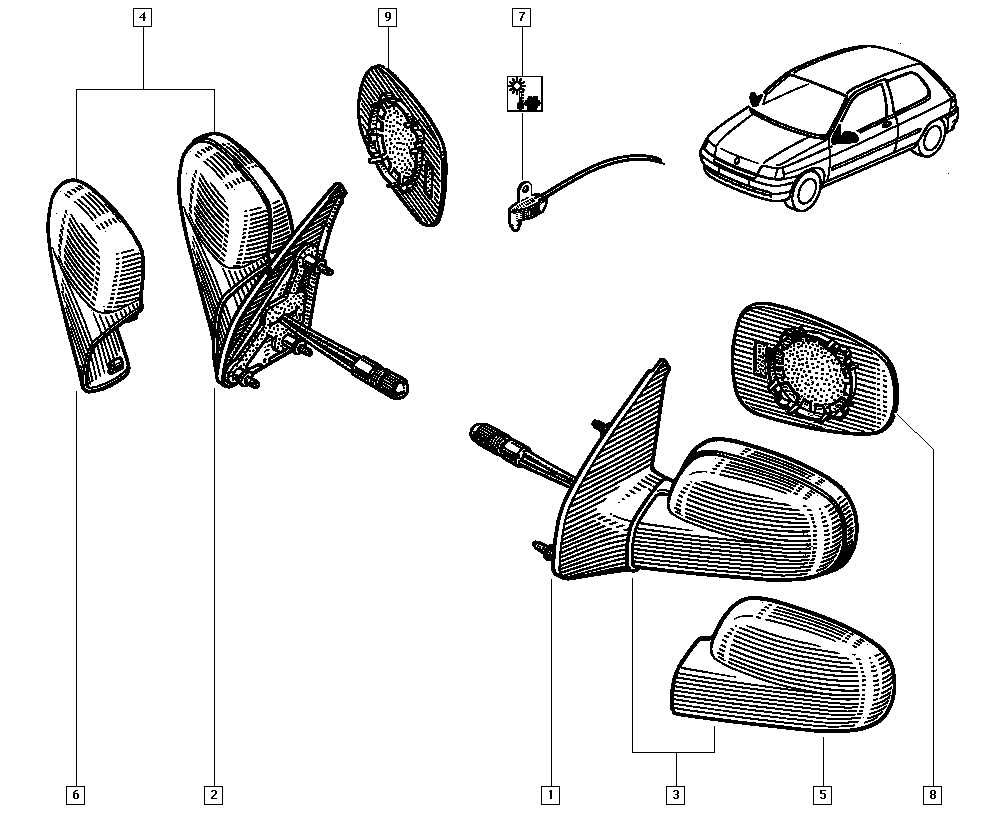 RENAULT 7701040256 - Peililasi, ulkopeili inparts.fi