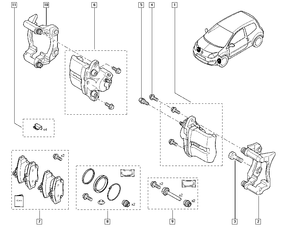 RENAULT 7701051905 - Ohjainhylsysarja, jarrusatula inparts.fi