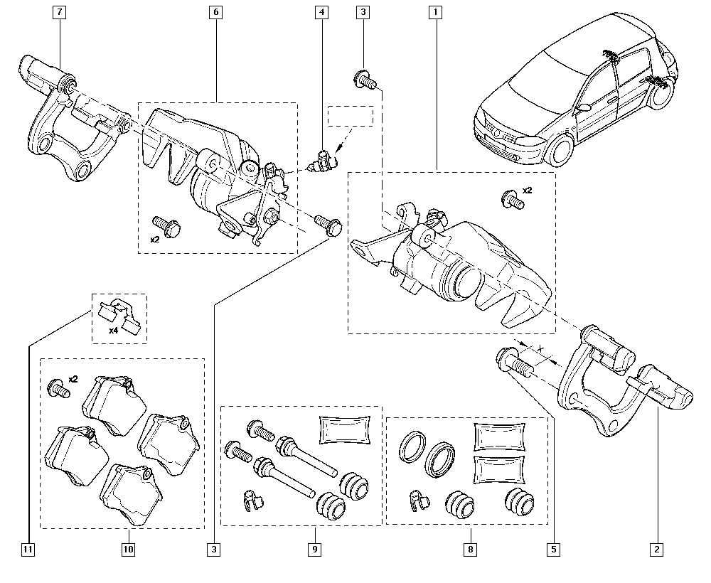 RENAULT 7701069125 - Ohjainhylsysarja, jarrusatula inparts.fi