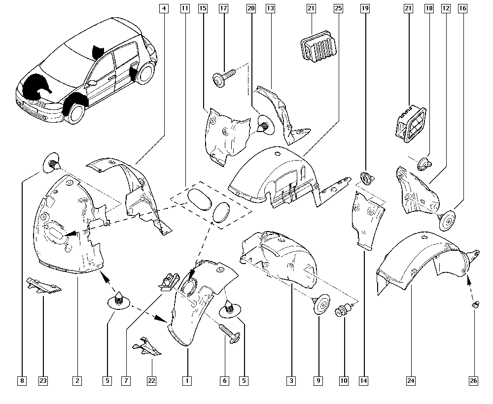 RENAULT 82 00 073 428 - Verhous, sisälokasuoja inparts.fi