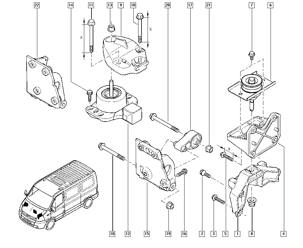 RENAULT 82 00 304 198 - Moottorin tuki inparts.fi