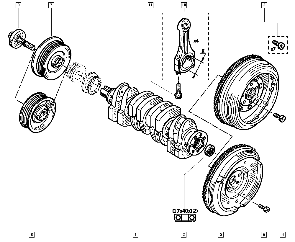 RENAULT 82 00 580 343 - Hihnapyörän ruuvi inparts.fi