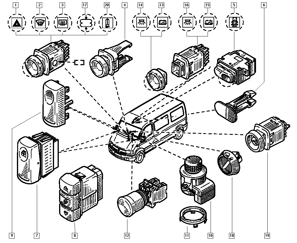 RENAULT 77 00 351 972 - Varoitusvilkkukytkin inparts.fi