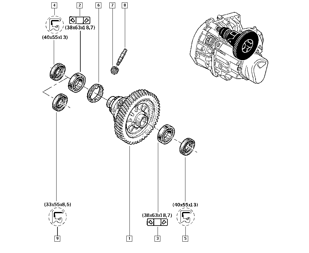 RENAULT 8200884113 - Akselitiiviste, tasauspyörästö inparts.fi