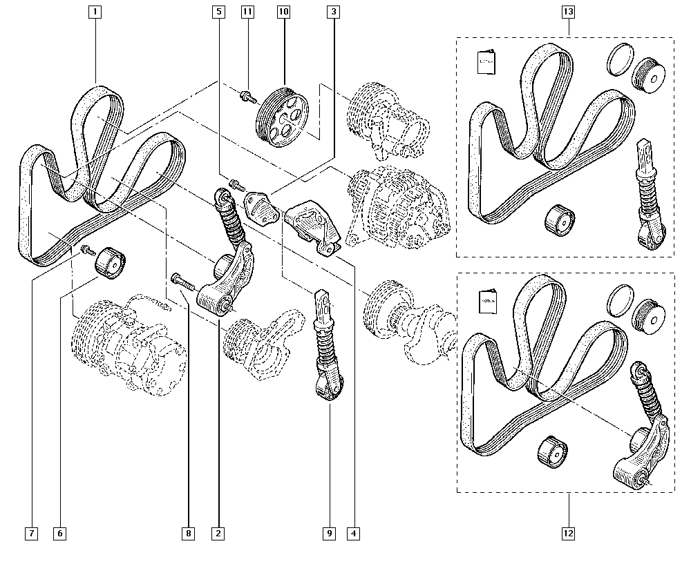 RENAULT 77 00 102 395 - Hihnankiristin, moniurahihna inparts.fi