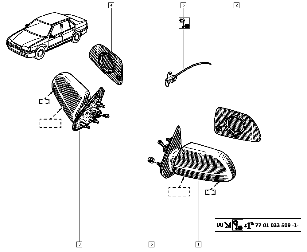 RENAULT 7701033503 - Peililasi, ulkopeili inparts.fi