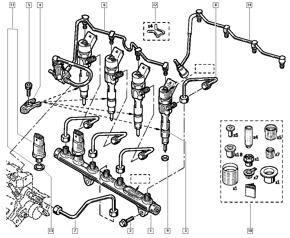 RENAULT 82 00 100 272 - Suuttimen pidike inparts.fi