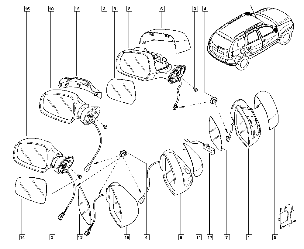 RENAULT 60 01 549 717 - Peililasi, ulkopeili inparts.fi