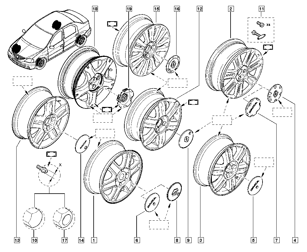 RENAULT 77 03 003 008 - Pyöränruuvi inparts.fi