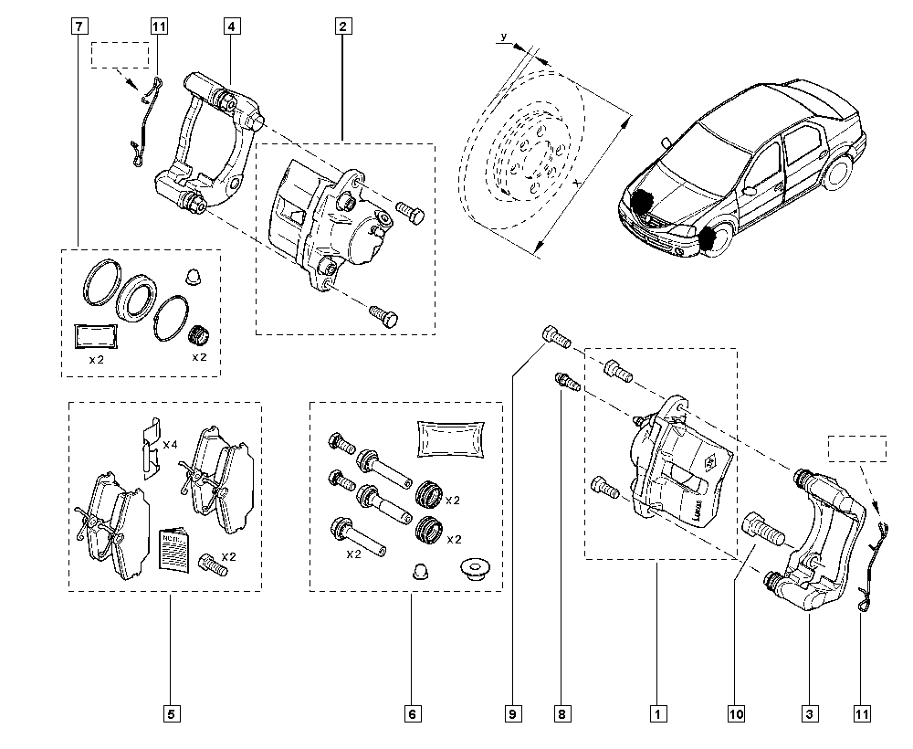 RENAULT 7701059398 - Ohjainhylsysarja, jarrusatula inparts.fi