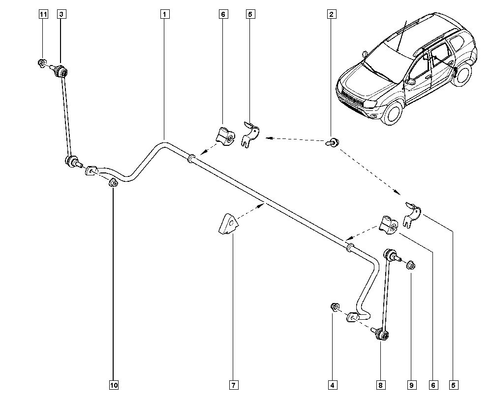 RENAULT 55 11 030 22R - Tanko, kallistuksenvaimennin inparts.fi