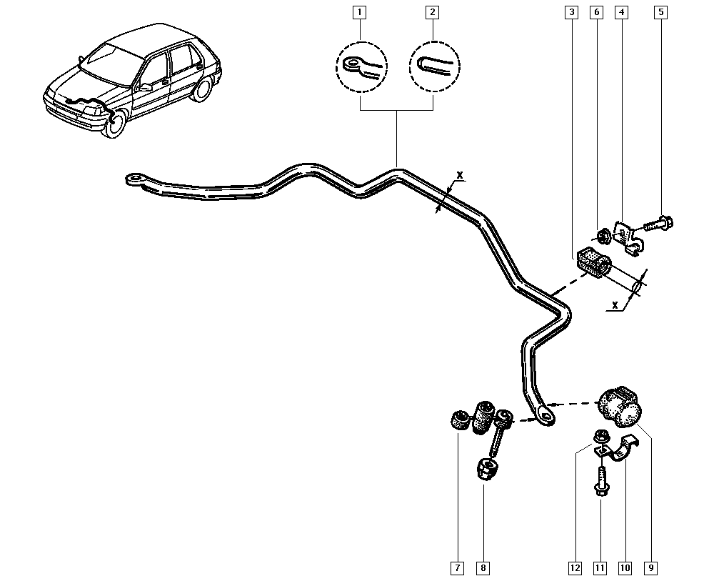 NISSAN 7700799404 - Tanko, kallistuksenvaimennin inparts.fi