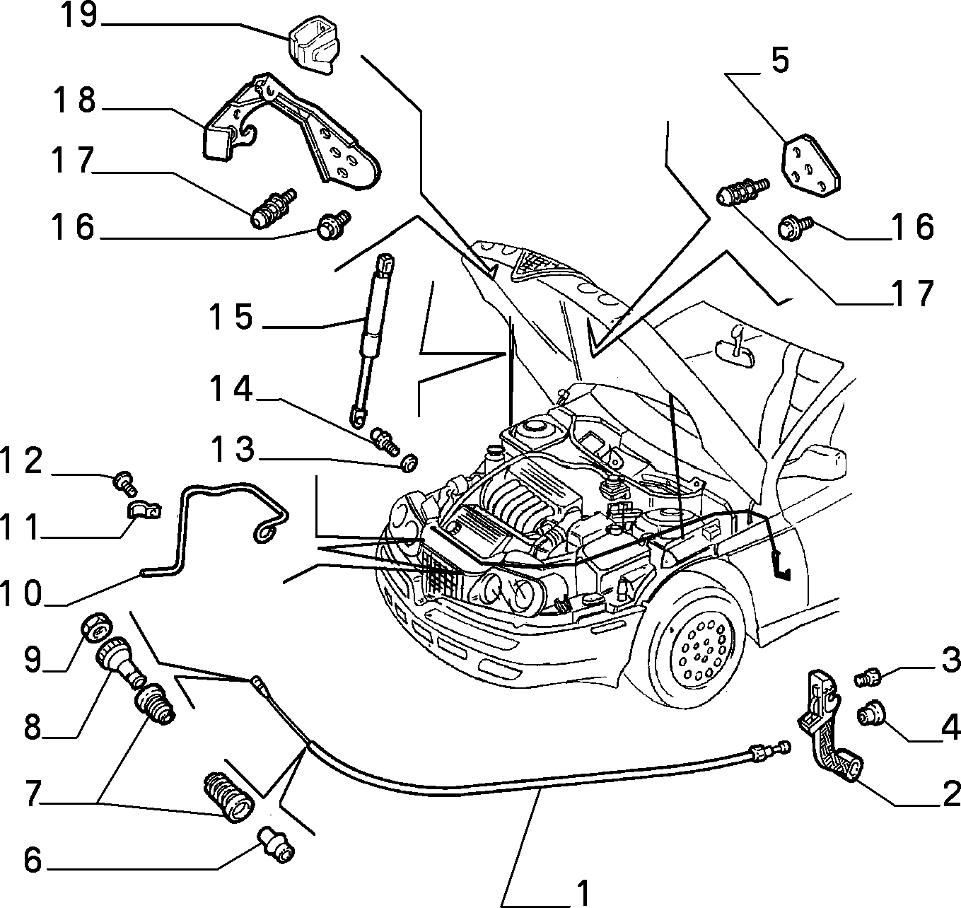 FIAT 60 689 182 - Kaasujousi, konepelti inparts.fi