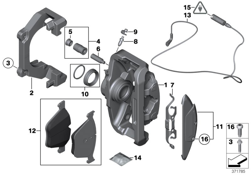 BMW 34 11 1 163 647 - Korjaussarja, jarrusatula inparts.fi