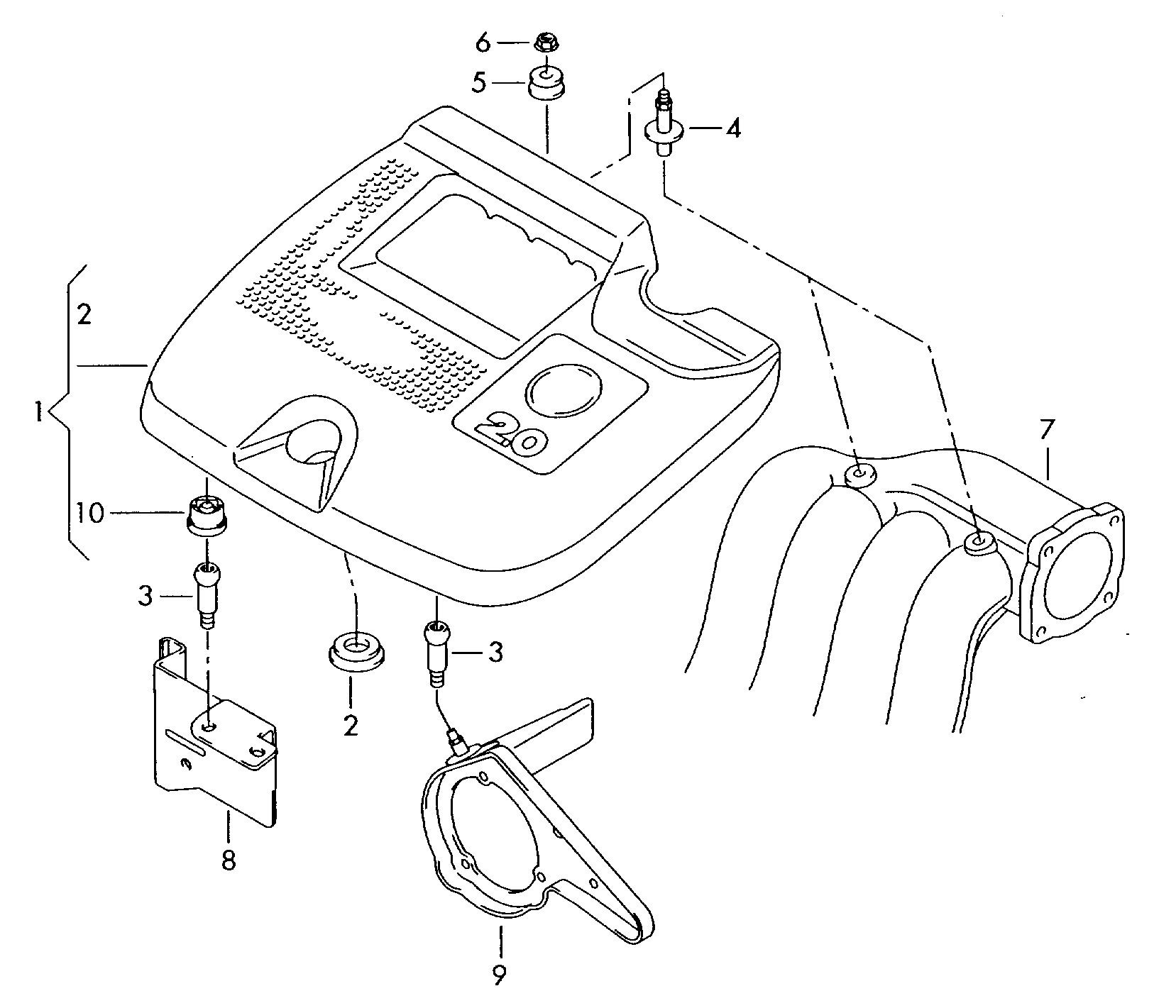 VAG 038 103 638 L - Kiinnike, moottoripeite inparts.fi