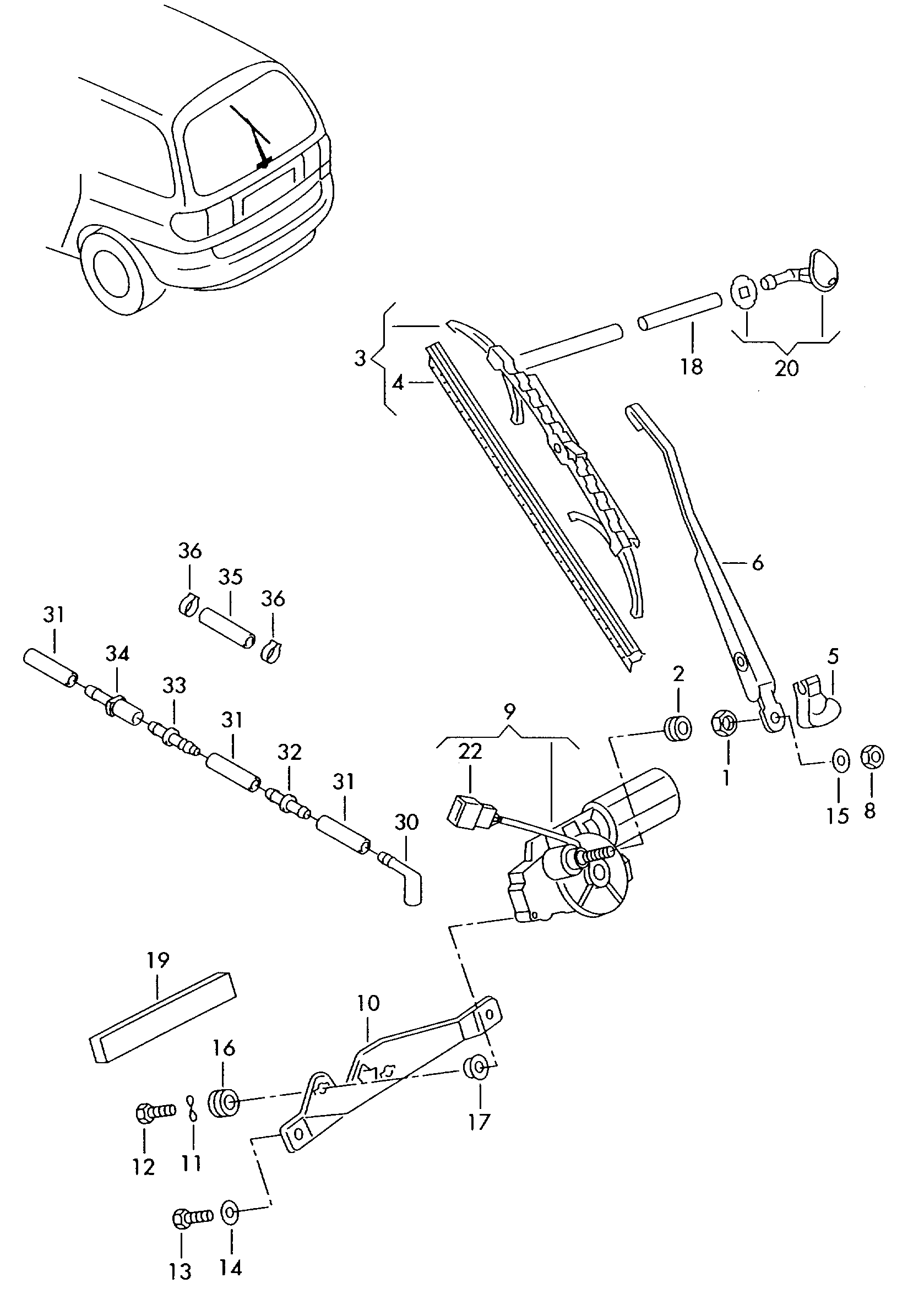 VW 7M3955707 - Tuulilasinpyyhkimen varsi, lasinpesu inparts.fi