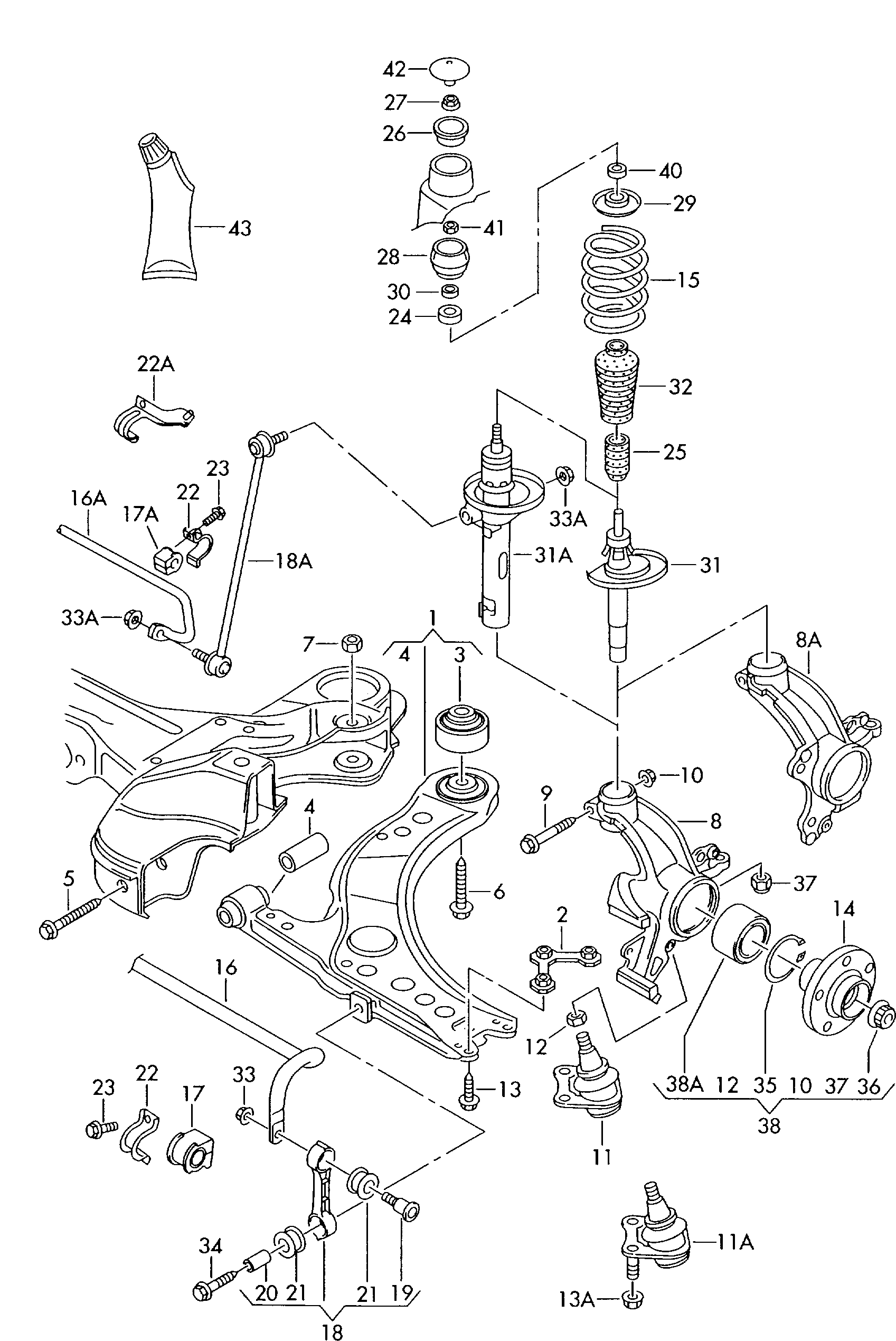 VW 1J0411315C - Tanko, kallistuksenvaimennin inparts.fi