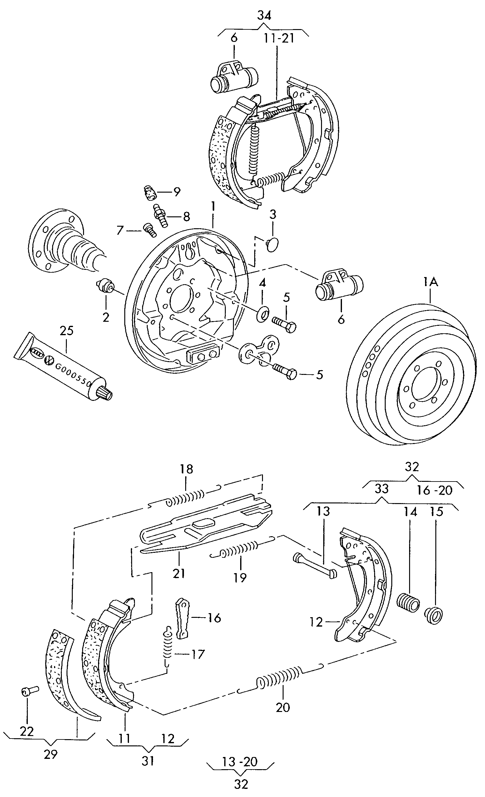 Seat 1H0 698 545 B - Tarvikesarja, jarrukengät inparts.fi