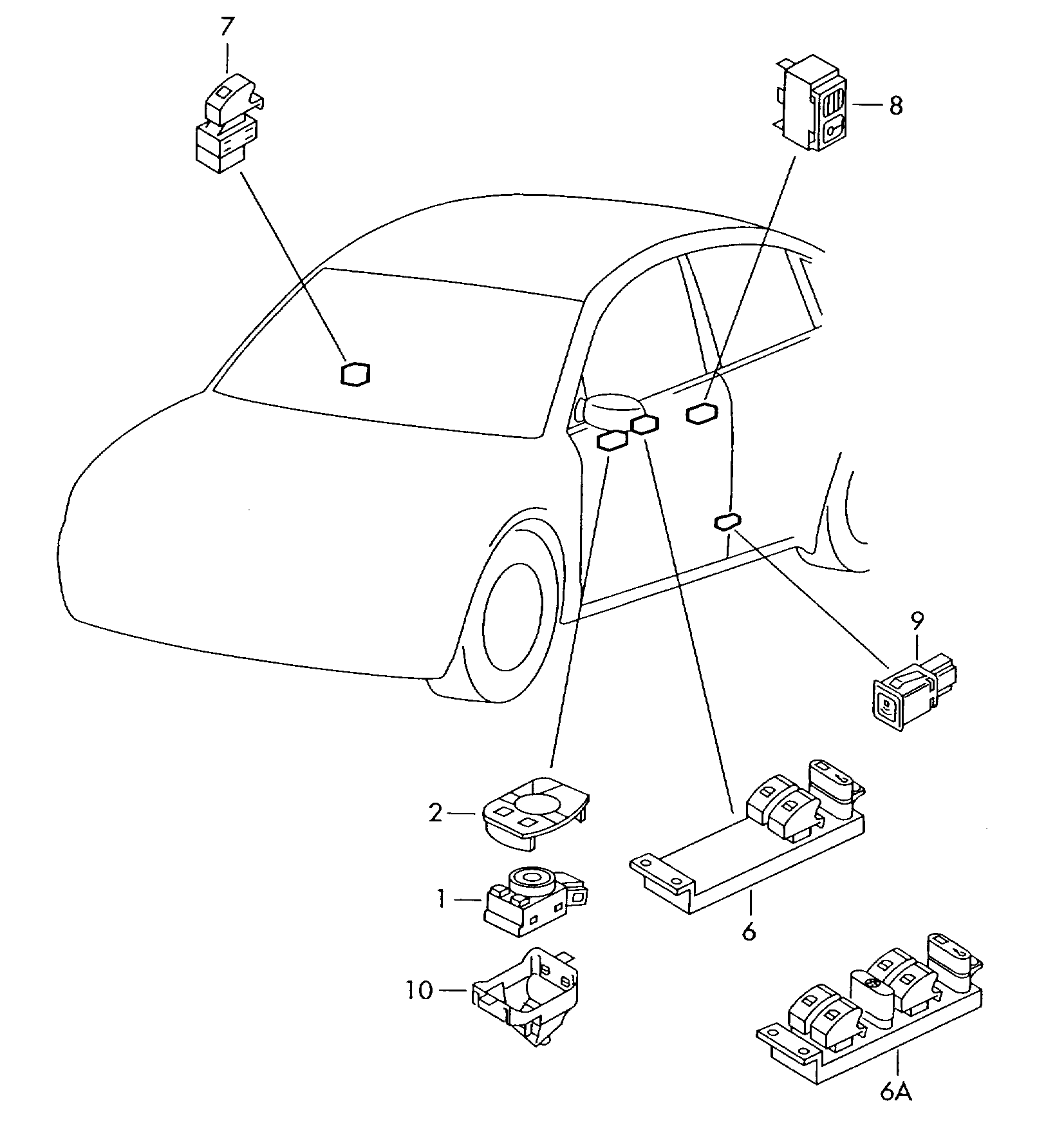 Seat 1J3959857A - Kytkin, lasinnostin inparts.fi